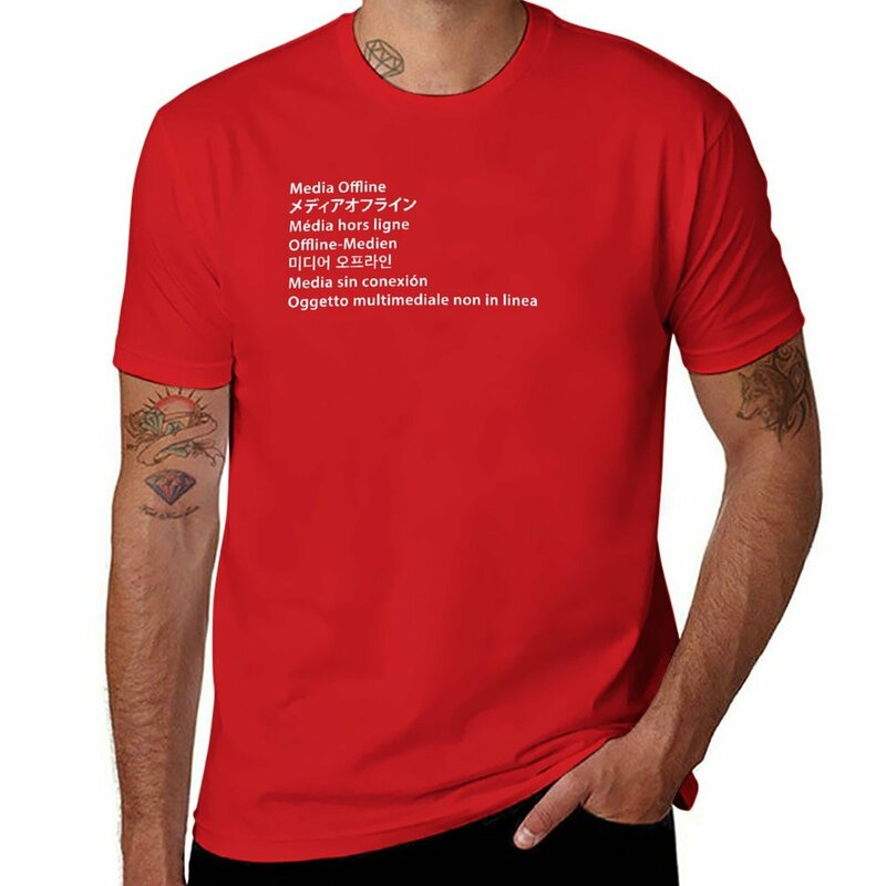 새로운 미디어 오프라인 티셔츠, 플러스 사이즈 상의, 여름 상의, 남성용 면 티셔츠