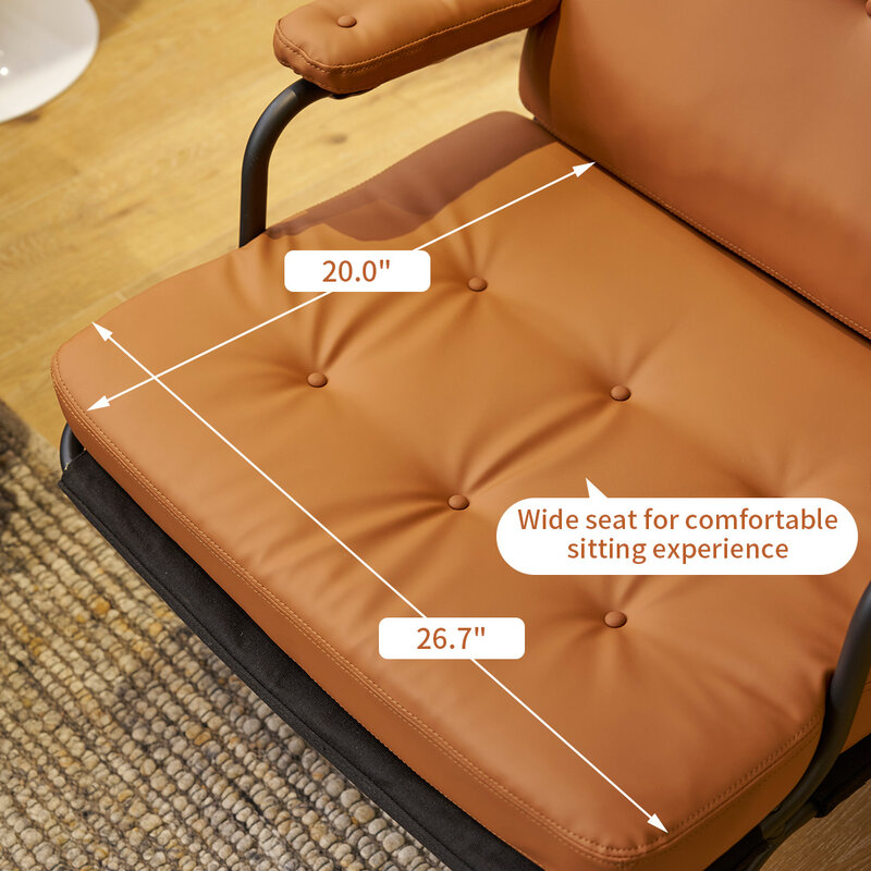 Chaise d'appoint moderne à dossier haut avec cuir rembourré doux et pieds en métal, chaise de canapé pour salon, chambre à coucher et bureau à domicile