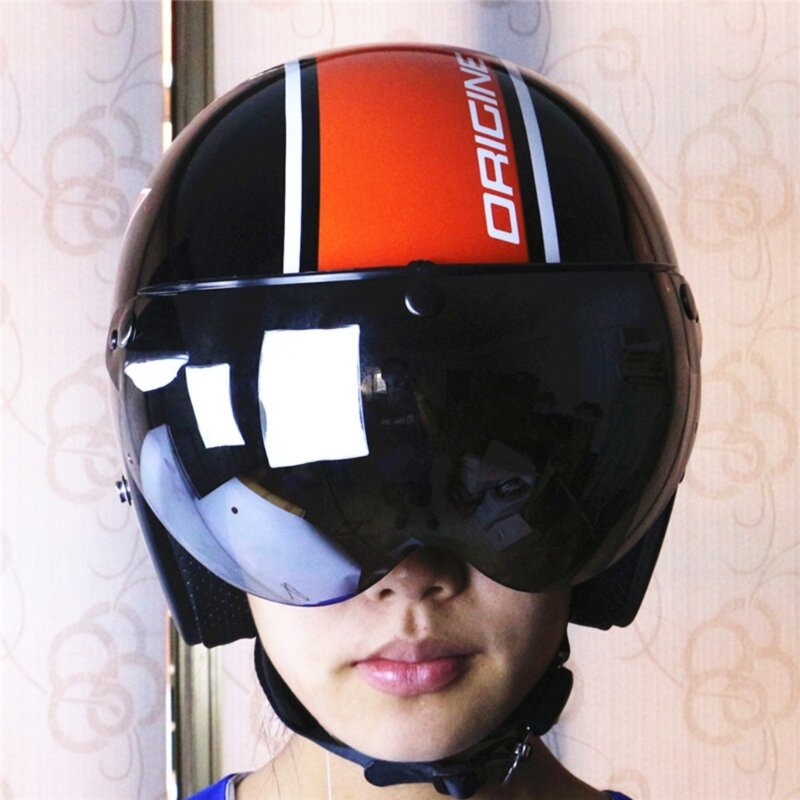 Pilot-Style Standard 3 Snap-Button Visors Flip Up Down Open Face Helmet Visors . Dropship