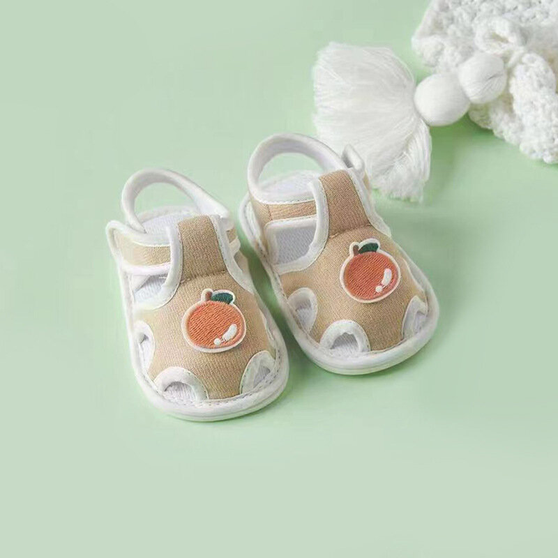 Босоножки для новорожденных, дышащие Нескользящие, обувь для мальчиков, обувь для первых шагов, удобная обувь с милым принтом для девочек