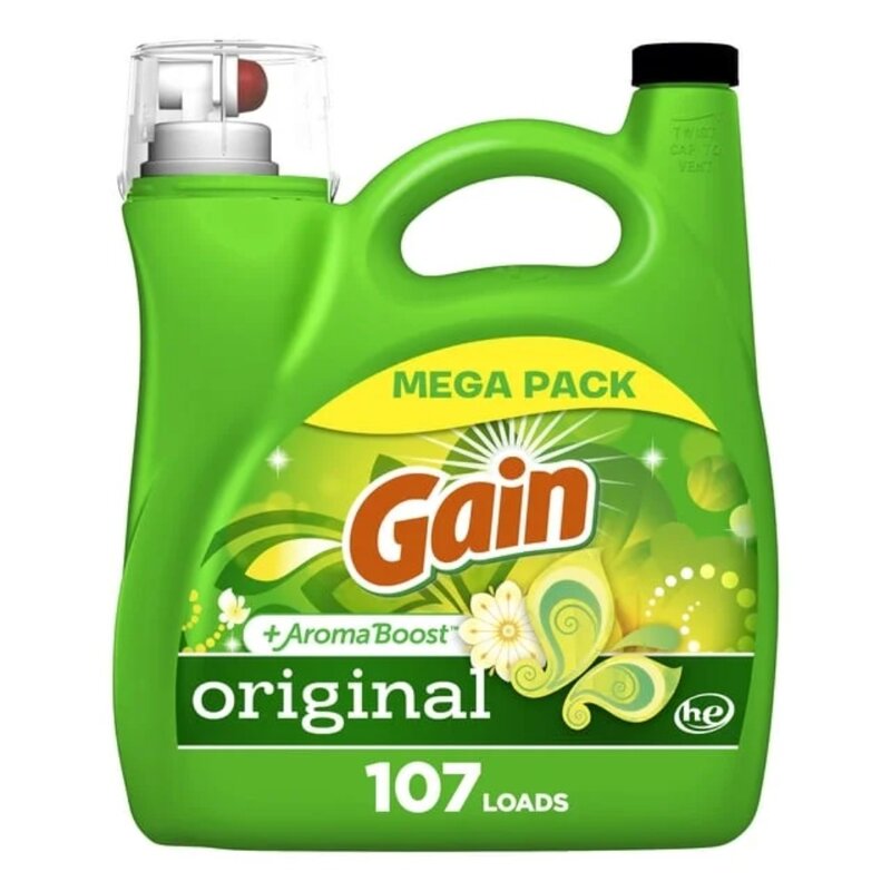 Detergente Líquido Gain, Perfume Original, 107 Cargas, 154 mL