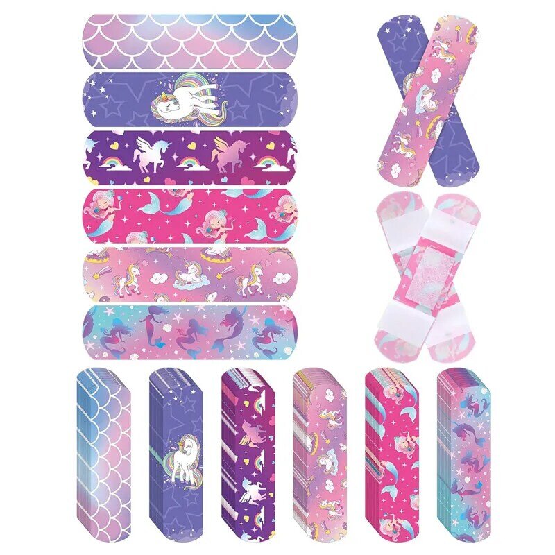 60pcs/set PE Cartoon Mermaid Horse Band Aid for Children Girls Kawaii Wound Dressing Plaster Tape Patch Adhesive Bandages Strips