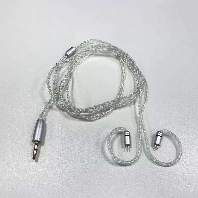 Kabel asli berlapis perak empat untai 3,5mm 0,75 pin ganda kawat 0.78 ditingkatkan dengan kabel earphone 2pin gandum.