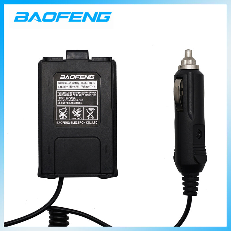 BAOFENG-Eliminador de bateria para carro, carregador para Baofeng UV5R, UV-5RE, UV-5RA, rádio em dois sentidos, 12-24V, Acessórios Walkie Talkie, Replacemnet