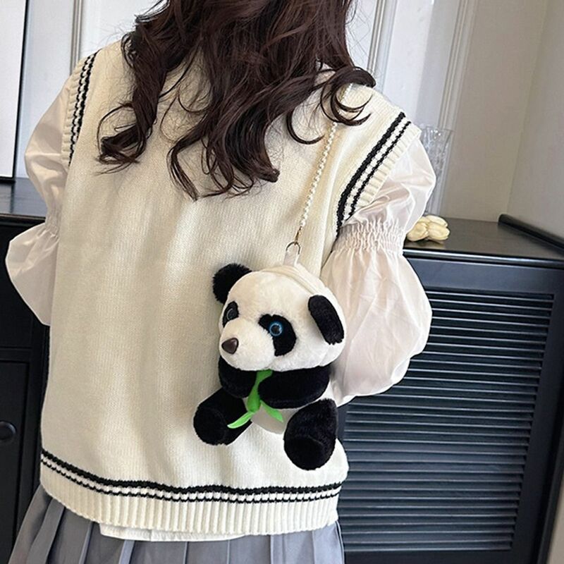 Bolso cruzado de felpa con diseño de dibujos animados para mujer, bolsa pequeña de estilo coreano, bonito Panda, regalo de juguete que combina con todo