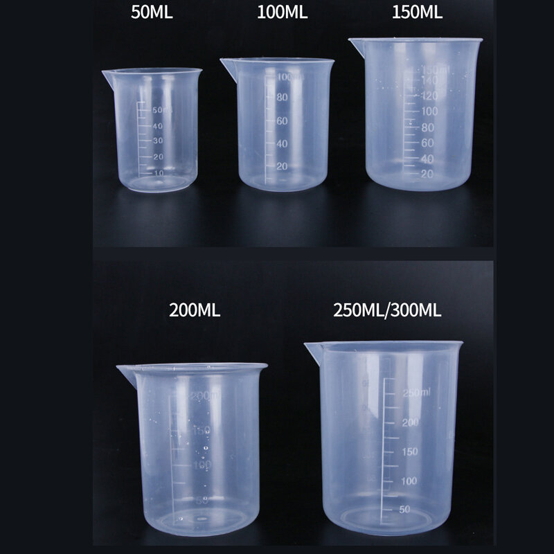 Прозрачный пластиковый мерный стакан, лабораторная емкость с пипеткой, посуда, оборудование для жидкости, 1 шт., 100/200/250/500/1000 мл