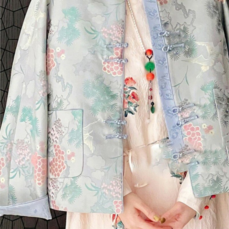 Nowy krótki płaszcz damski w stylu chińskim