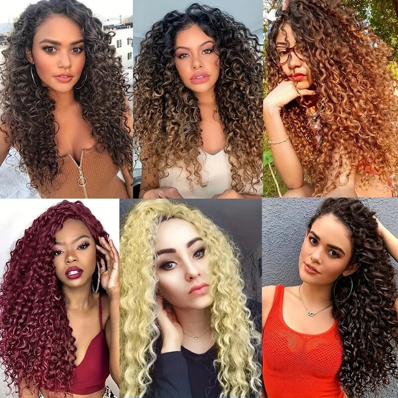 22 Inch Synthetic Curly Braiding Hair Deep Wave Twist Crochet Hair Extensions Ombre Ocean Wave Crochet Hair For Women
