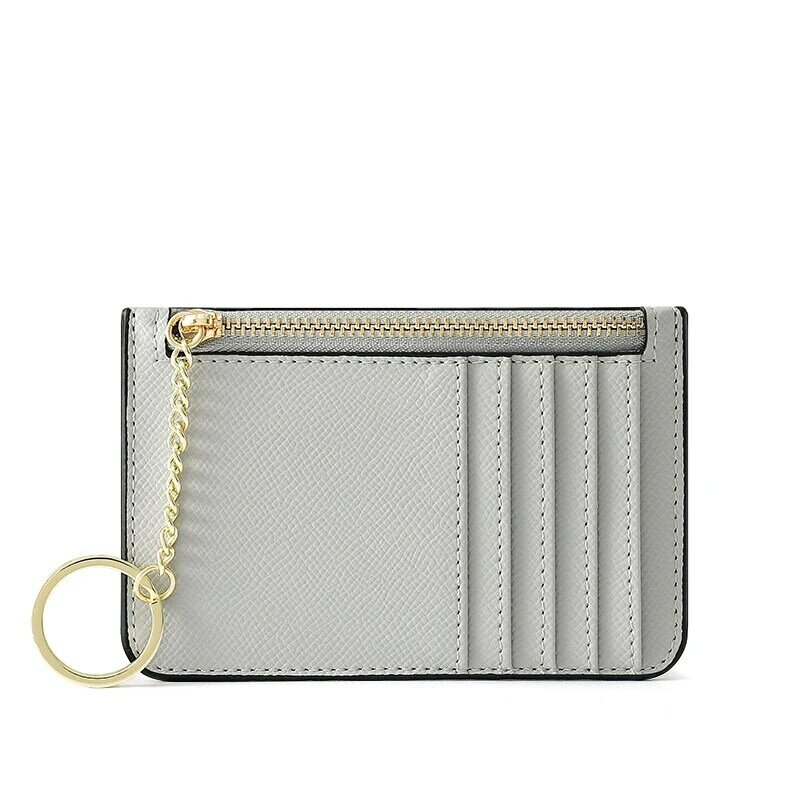 Multi-card Slot Ultra-thin Small Wallet PU Leather Mini Card Holder Women Solid Color Wallet ID Card Keychain Credit Card Holder