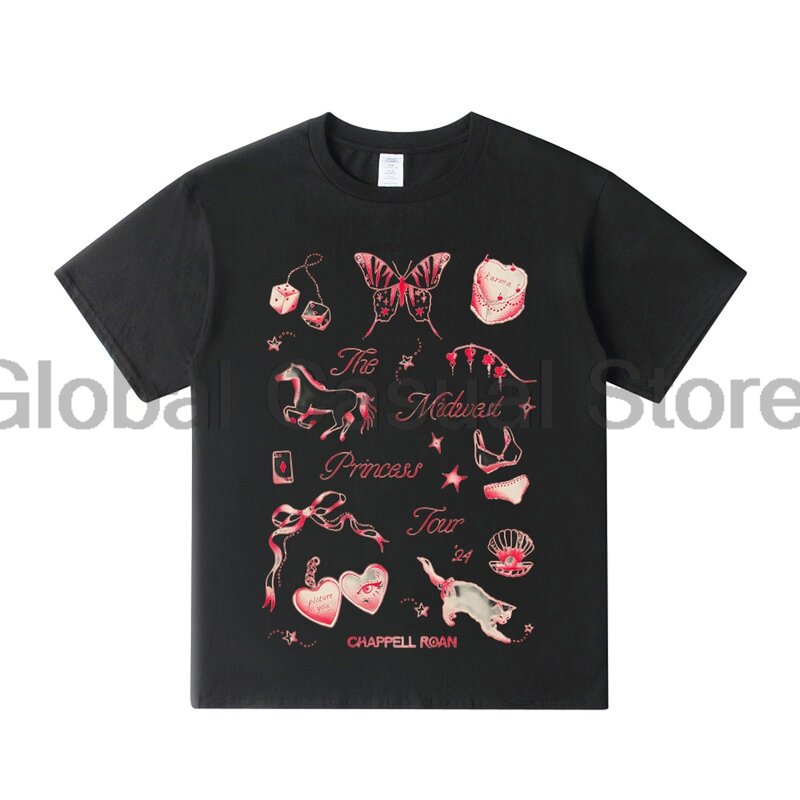 Camiseta de princesa Chappell Roan Midwest para hombre y mujer, camisa de manga corta con cuello redondo, ropa de calle de moda, 2024