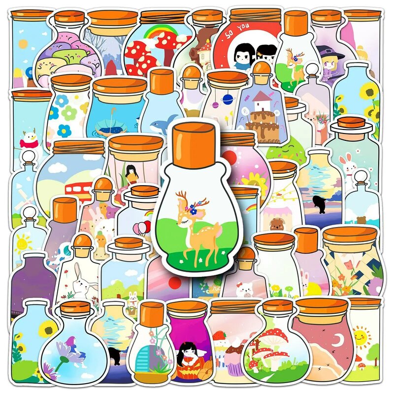 Pegatinas de Graffiti de la serie de botellas mágicas de dibujos animados, 50 piezas, adecuadas para cascos de ordenador portátil, decoración de escritorio, pegatinas DIY, juguetes al por mayor