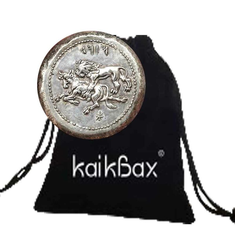 Moneda de lujo antigua de Grecia, León antienvejecimiento, moneda de arte divertida 3D, moneda conmemorativa de la buena suerte, bolsillo divertido, bolsa de regalo