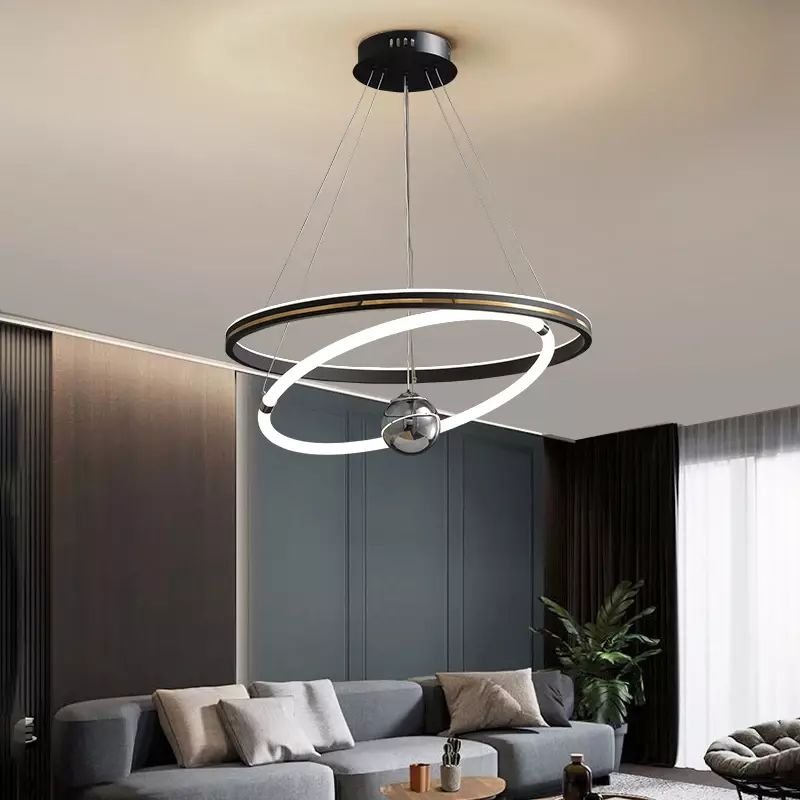 Светодиодная люстра с кольцом, необычная креативная лампа для кухни, столовой, лофта, офиса, столового стола, ресторана, повседневное подвесное освещение