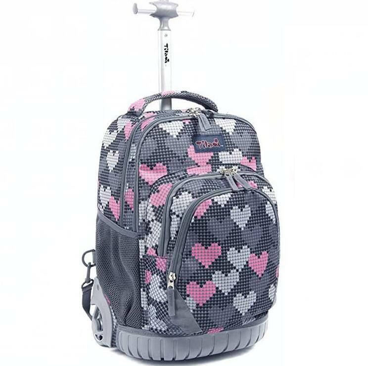 18 Inch School Rolling  Suitcase Kids Rolling Backpack 18 inch Rolling Laptop Backpack School Trolley Backpack Bag For girls