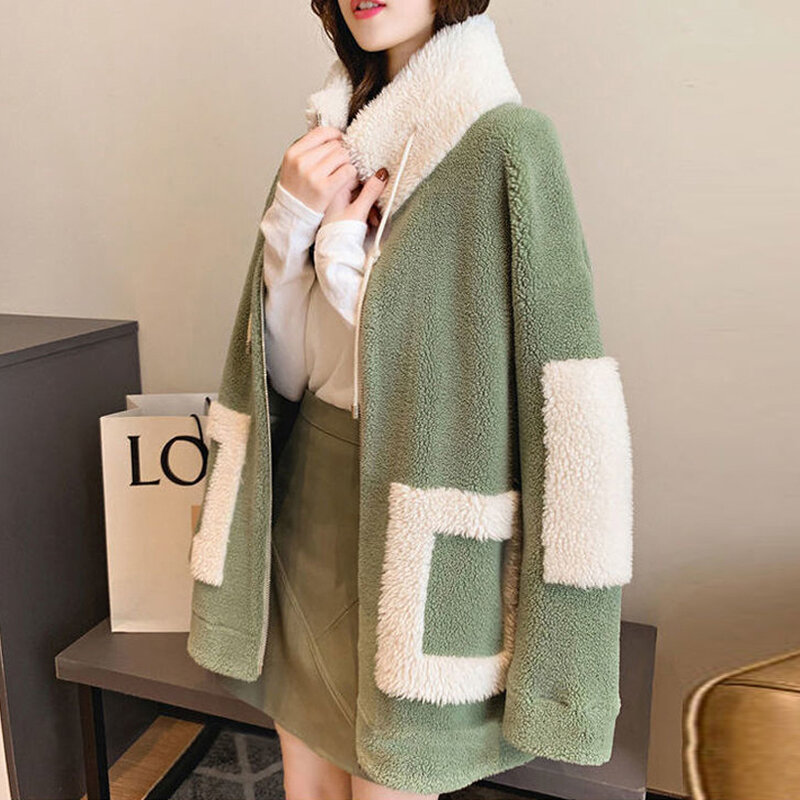 Giacca con cerniera in velluto di agnello imitazione autunno e inverno versione coreana del nuovo abbigliamento donna All-match spesso in velluto Plus