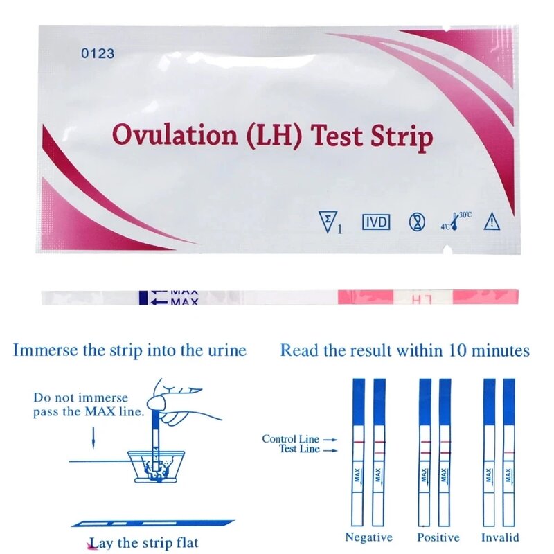 Bandelettes de test d'ovulation pour femmes, test d'urine LH, test à domicile, précision supérieure à 99%, première réponse claire, 10 pièces