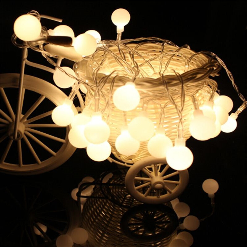Girlanda żarówkowa LED światła ciepłe białe 1M 2M 4M 5M 10M zasilanie bateriami AA kulkowe nowość bajki oświetlenie festiwal boże narodzenie dekoracja ślubna