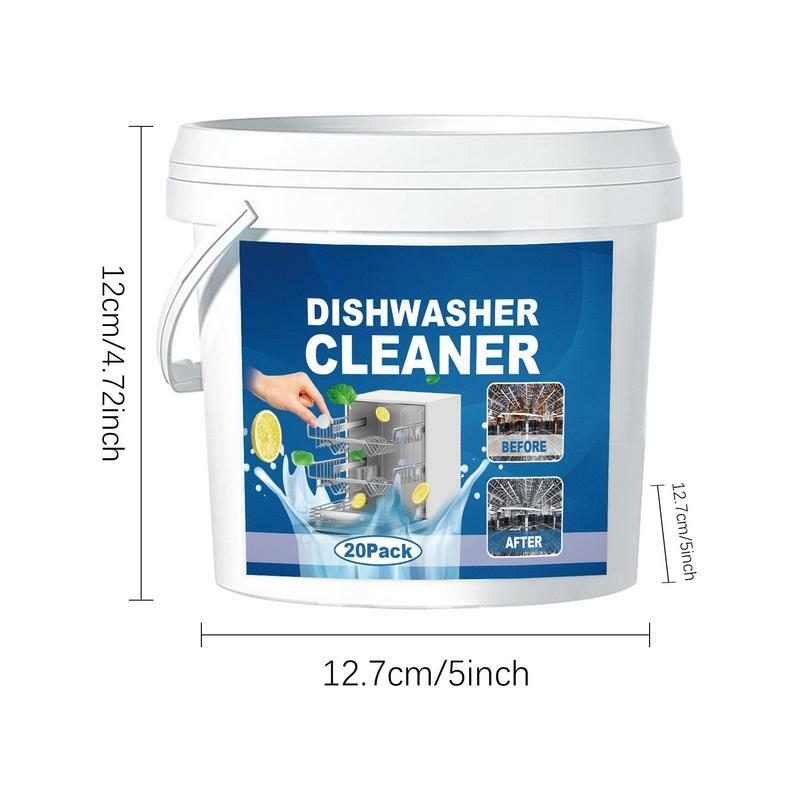 All in 1 Dishwasher Cleaning Tablets 20pcs Powerful Tabs Eliminate Greasy Film Odors Hard Water Stains Kitchen Cleaning Tools