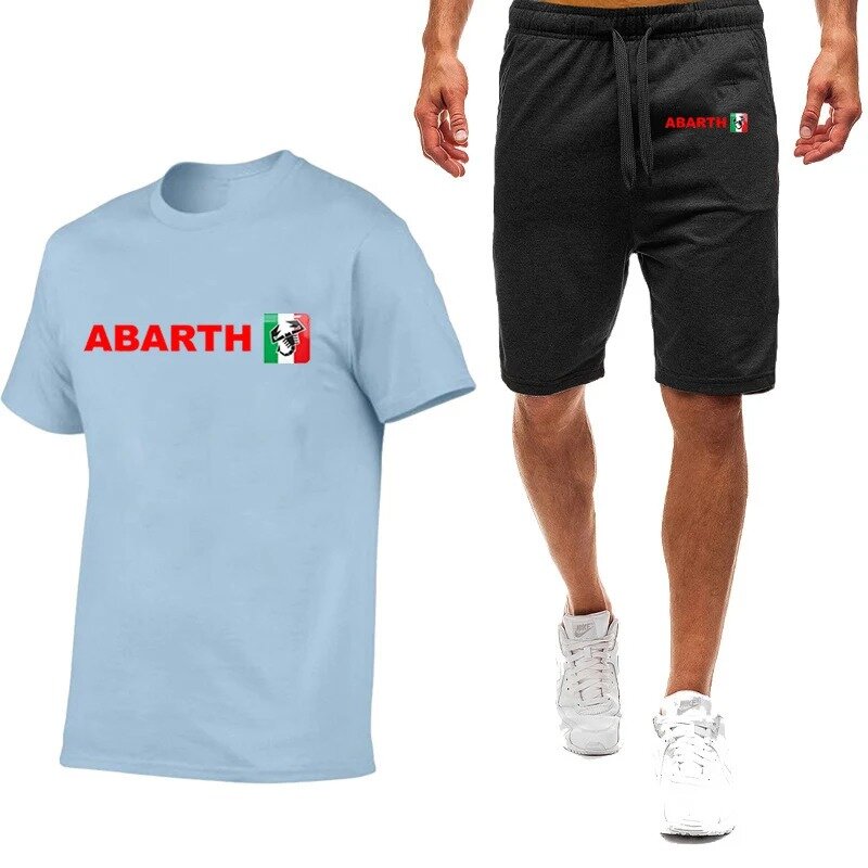Abarth-terno masculino de lazer de duas peças, camiseta de manga curta, simples e na moda, moderno e confortável, de verão, nove cores, novo
