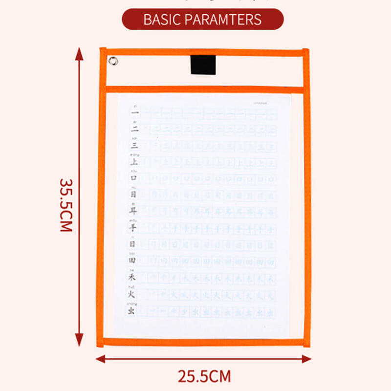 Reusable File Dry Erasable Pockets with Pen Kids Transparent DIY Pockets A4 Letter Hanging PET File Used for Teaching Supplies