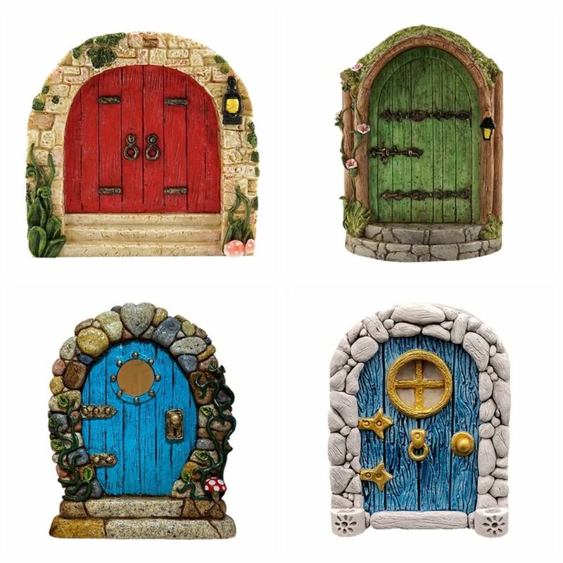 1Pc Wooden Fairy Gate Fairy Tale Gate Exquisite Courtyard Wooden Door Decoration Garden Decoration Crafts Sculpture Supplies