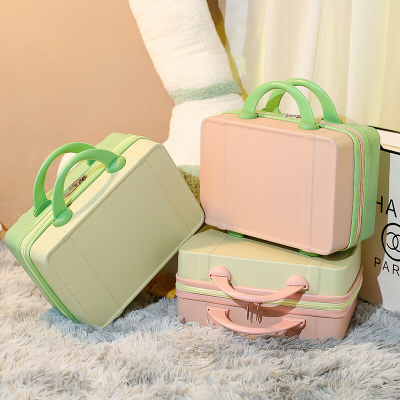 Macaron Retro Cosmetic Case, Mini Cartoon Suitcase, bonito Net Red Suitcase, bagagem, 14 ", 15x22x31cm