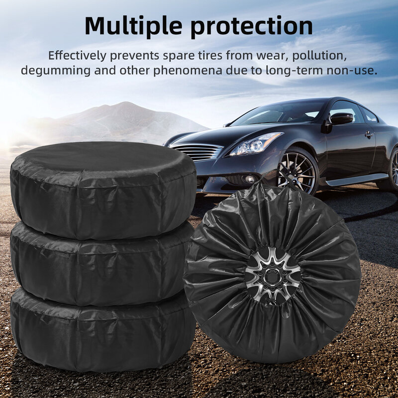 Car Spare Tire Case Capa, Poliéster Auto Wheel Sacos De Armazenamento, Acessórios de pneus do veículo, Poeira-Proof Protector, Styling, 4pcs