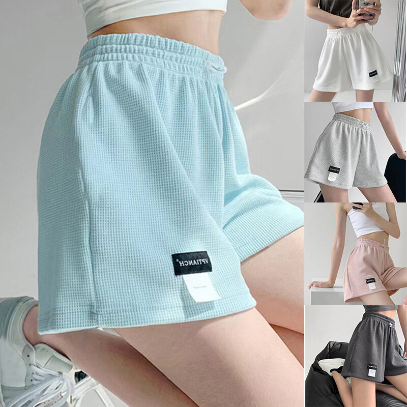 2023 novo calções femininos sem bolsos de cintura alta esportes shorts casuais bottoms cintura elástica calças quentes cor sólida homewear