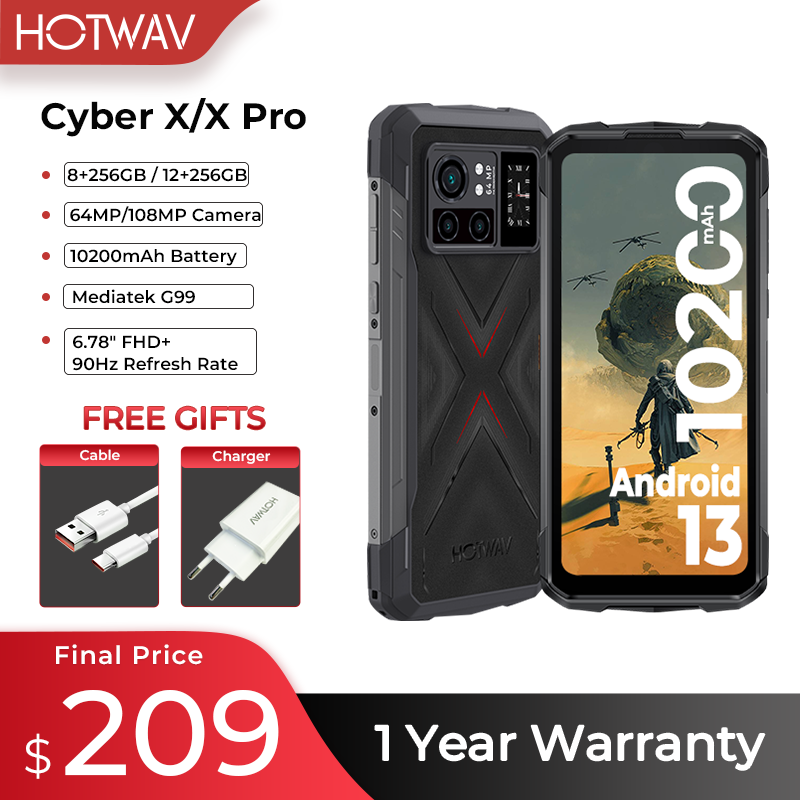 HOTWAV Cyber X Pro Cyber X Новое поступление устройства MTK G99 6,78 FHD 90 Гц Android 13 10200 мАч аккумулятор 14 ГБ/21 ГБ 256 ГБ 108 М камера