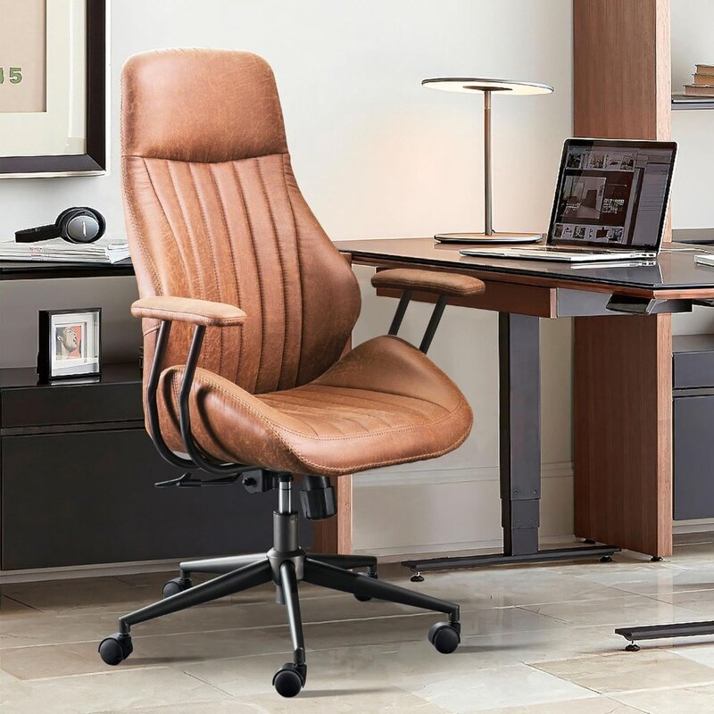 Ovios-cadeira ergonómica e moderna para computador, encosto alto, tecido de camurça, com apoio lombar para Executive ou h