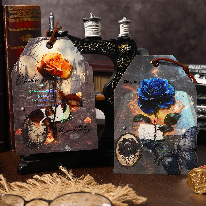 Autocollants pour animaux de compagnie de la série The Legend of the Rose, décoration créative rétro, bricolage, 8 paquets, uno