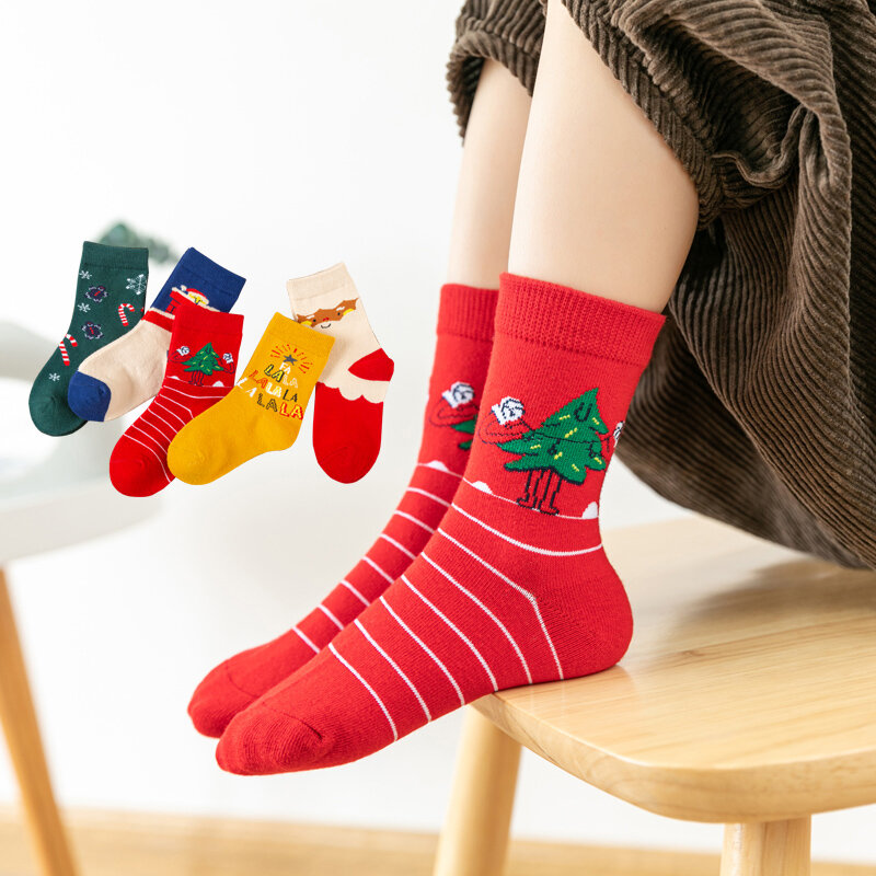 1-12Years Kids Socks Autumn Winter Socks Children Cotton Christmas Socks For Students Girls Boys Cartoon Cute Warm Socks