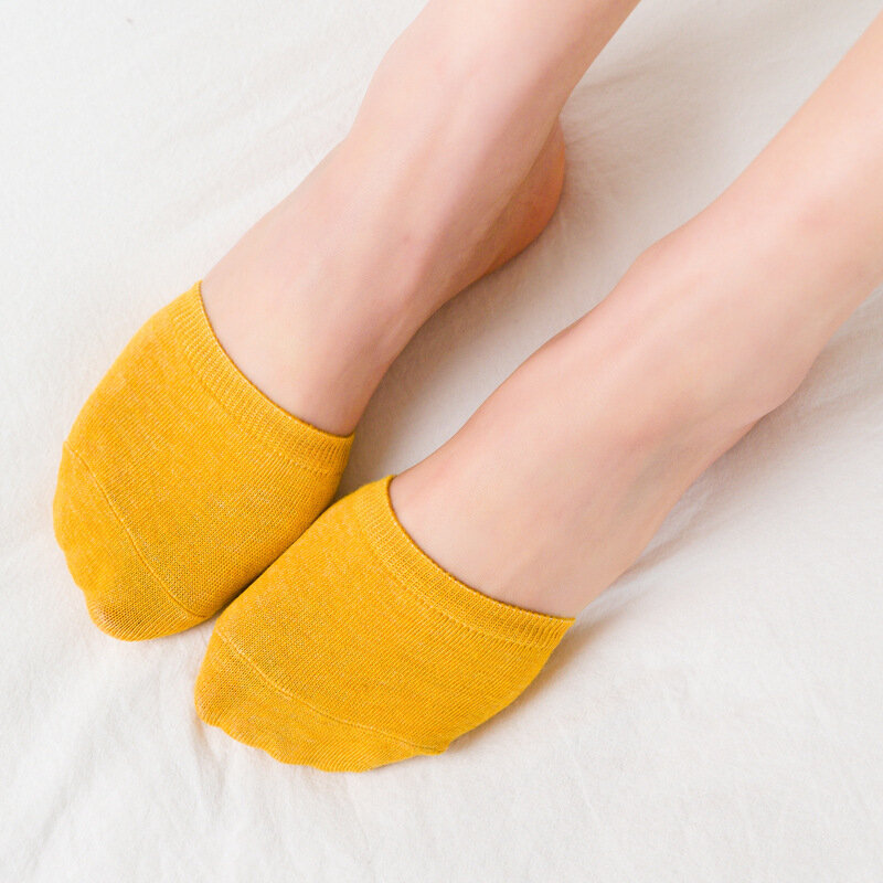 Antepiot-Calcetines transpirables de algodón para mujer, medias invisibles de Color sólido, cubierta de medio pie, tacones, Color caramelo, novedad de verano