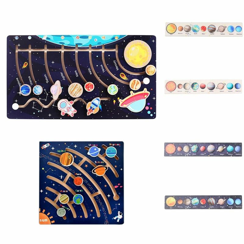 Universe Solar System Puzzle Lovely Astronomy Wooden Planets Matching Board Montessori Wooden Toy Imagination