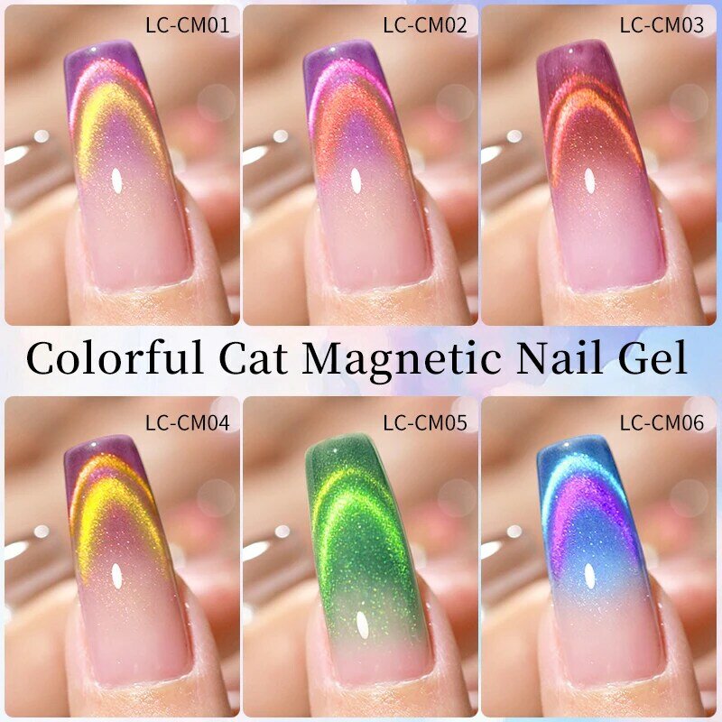 LILYCUTE-esmalte de Gel magnético de doble luz para uñas, esmalte de uñas de arco iris brillante, semipermanente, con imán UV, 7ML