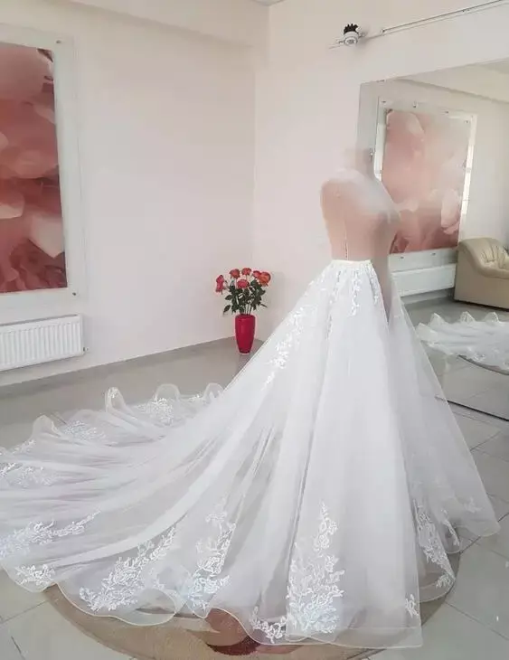 Abnehmbarer Rock Hochzeit Überrock Tüll Hochzeit Zug dekoriert Spitze abnehmbare Petticoat benutzer definierte Größe