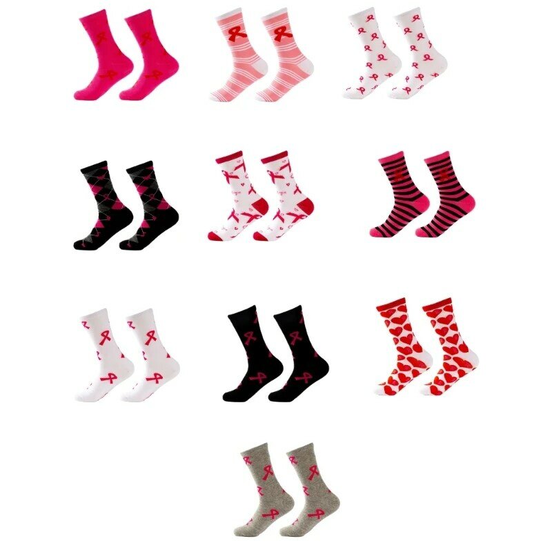 Women Sports Fun Fancy Novelty Socks Breast Cancers Awareness Athletic Sock