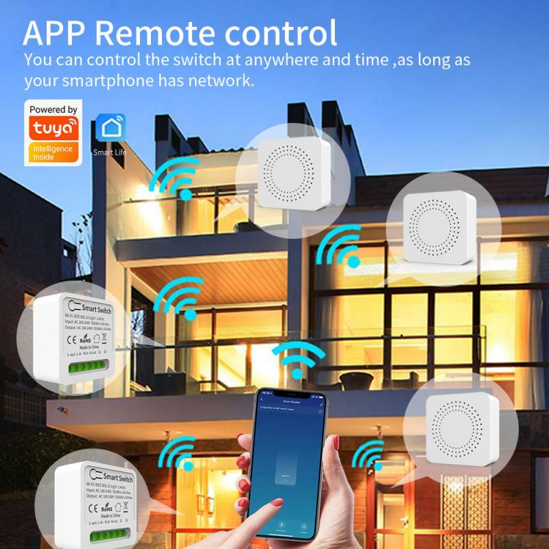 MINI interruptor inteligente Tuya con Wifi, dispositivo de 16A, compatible con temporizador de Control bidireccional, automatización del hogar, inalámbrico, compatible con Control remoto Alexa y Google