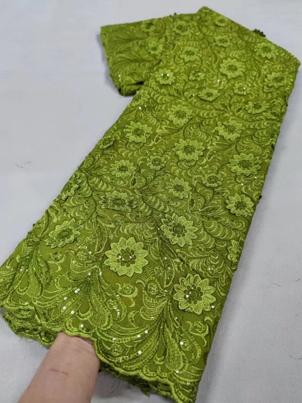 2024 Высококачественный шифон Африканский гипюр шнур кружевная ткань нигерийское водорастворимое кружево для женщин вечернее женское платье Пришивание