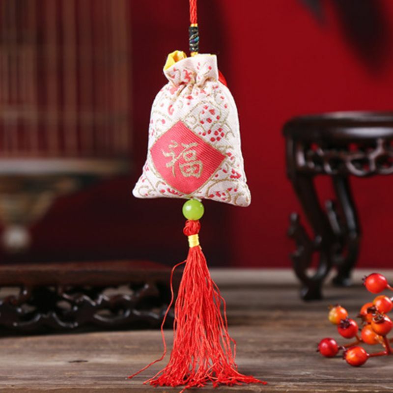 Saco sachê lavanda para suspensão carro, arte popular chinesa tradicional, borla impressa