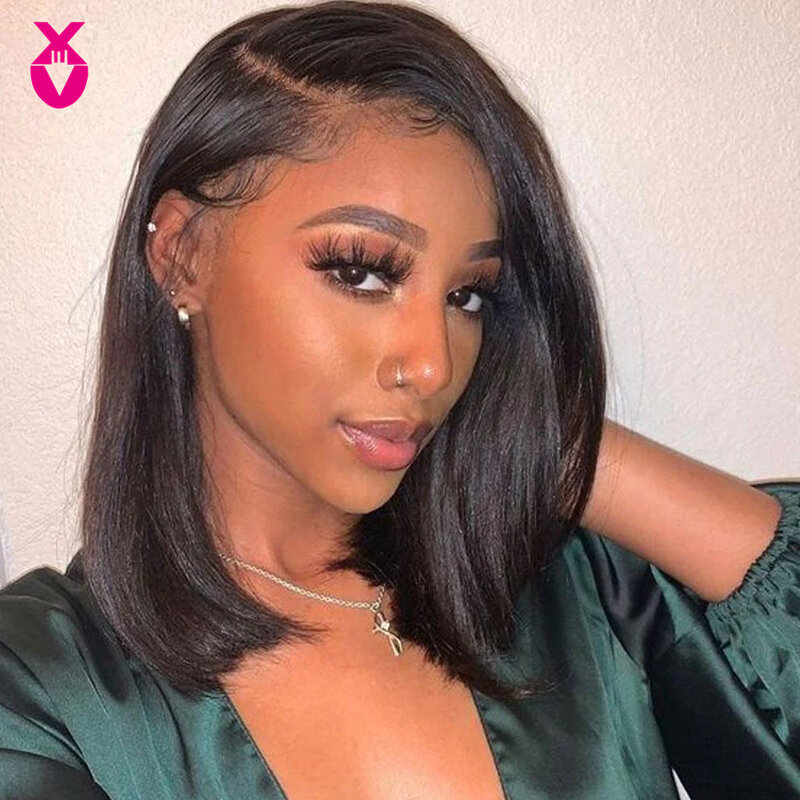 Straight Lace Front Wigs 180% Bob Glueless Lace Wig 13X4 Lace Frontal Human Hair Wig Pre Plucked Hd Transparent Lace Frontal Wig