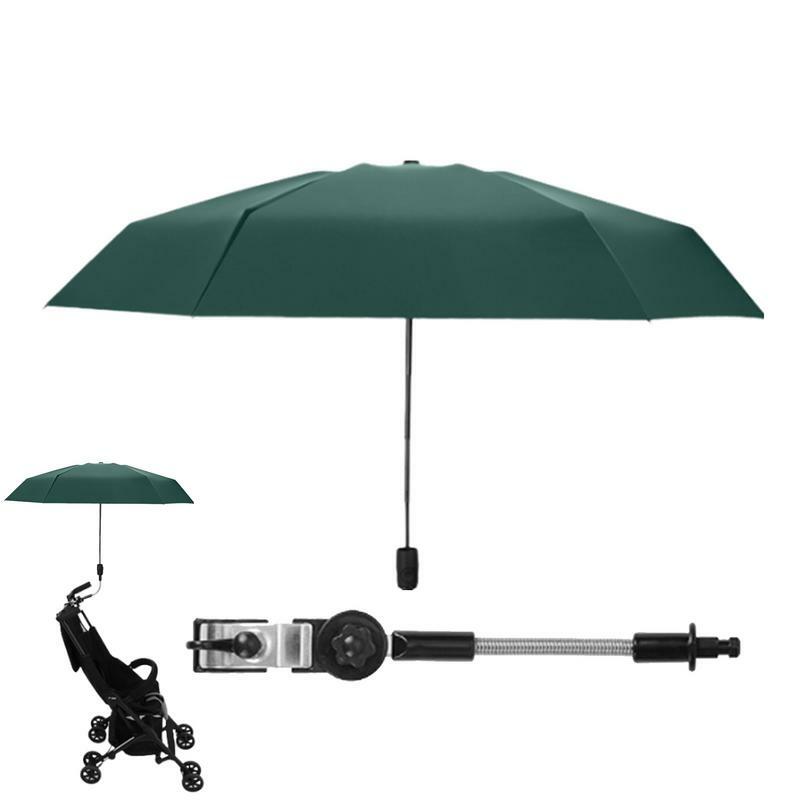 Clip On Guarda-chuva Cadeira, Clamp-On, 360 Stroller Ajustável, Sun Pushchair Sombra, guarda-sol, UPF 50, Clip-On