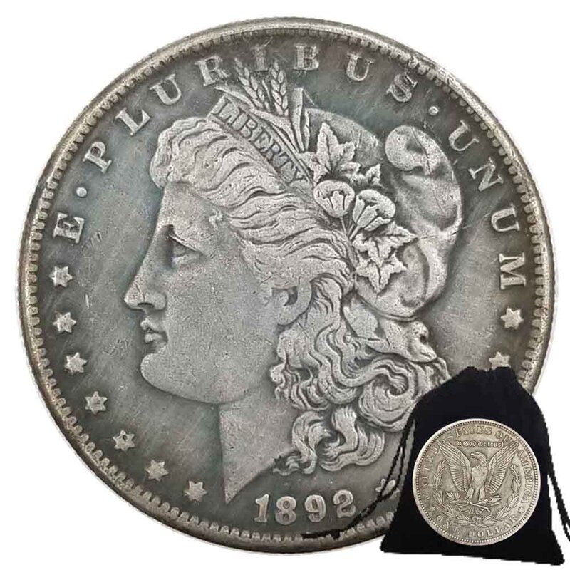 Luxury 1892 US One-Dollar Liberty Fun Couple Art Coin/Nightclub Decision Coin/Good Luck Commemorative Pocket Coin+Gift Bag