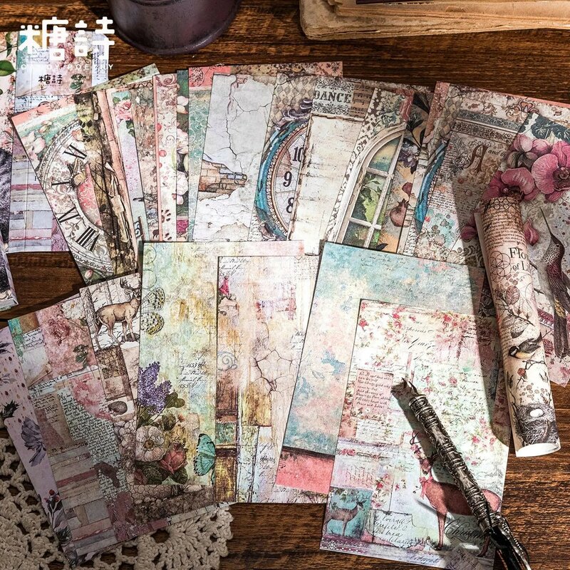 50pcs/lot Memo Pads Material Paper Faded Memories Junk Journal Scrapbooking Cards Retro Background Decoration Paper