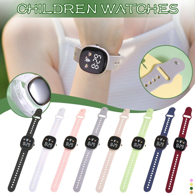 Jam tangan anak 2024, cocok untuk siswa luar ruangan jam tangan elektronik layar tampilan waktu bulan jam tangan Digital perempuan