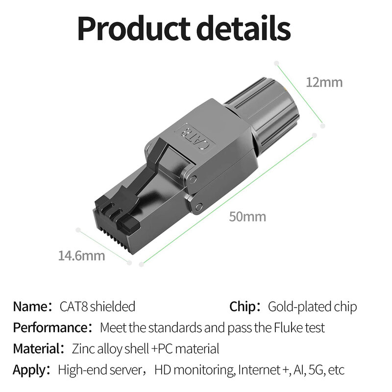 ZoeRax-Connecteurs Ethernet industriels Easy Jack, Cat8, Cat7, Cat6a, RJ45, sans outil, blindé, prise de terminaison modulaire, 1 pièce