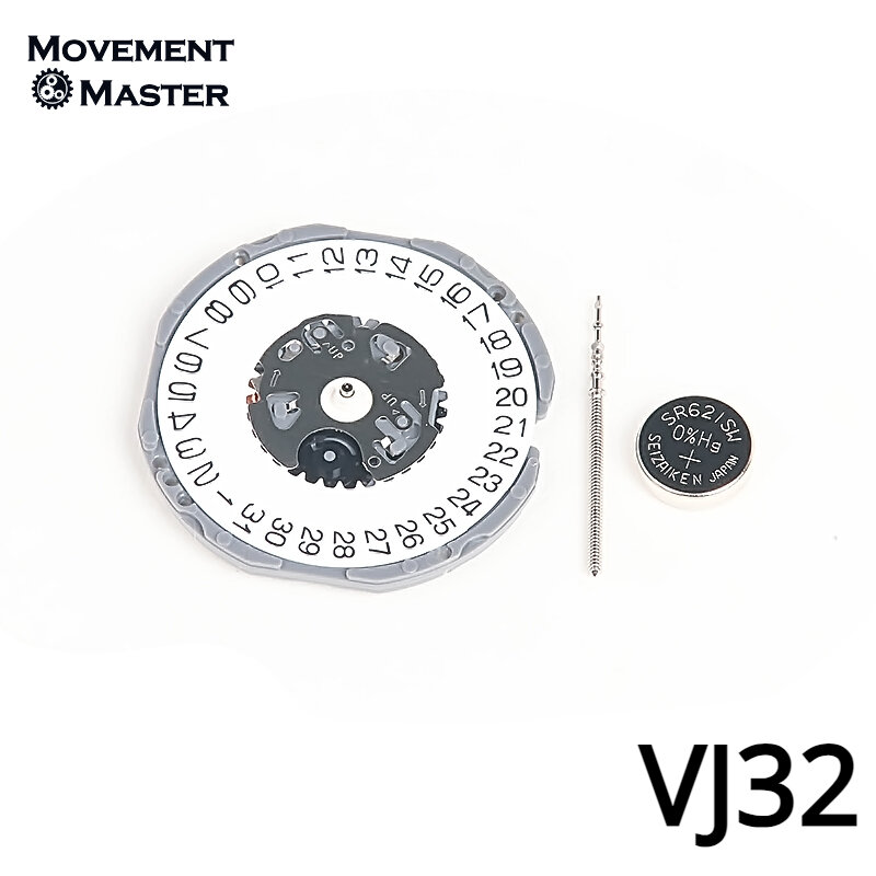 VJ32 Pergerakan Jepang asli baru VJ32B gerakan kuarsa tanggal pada 3/6 Aksesori gerakan jam tangan