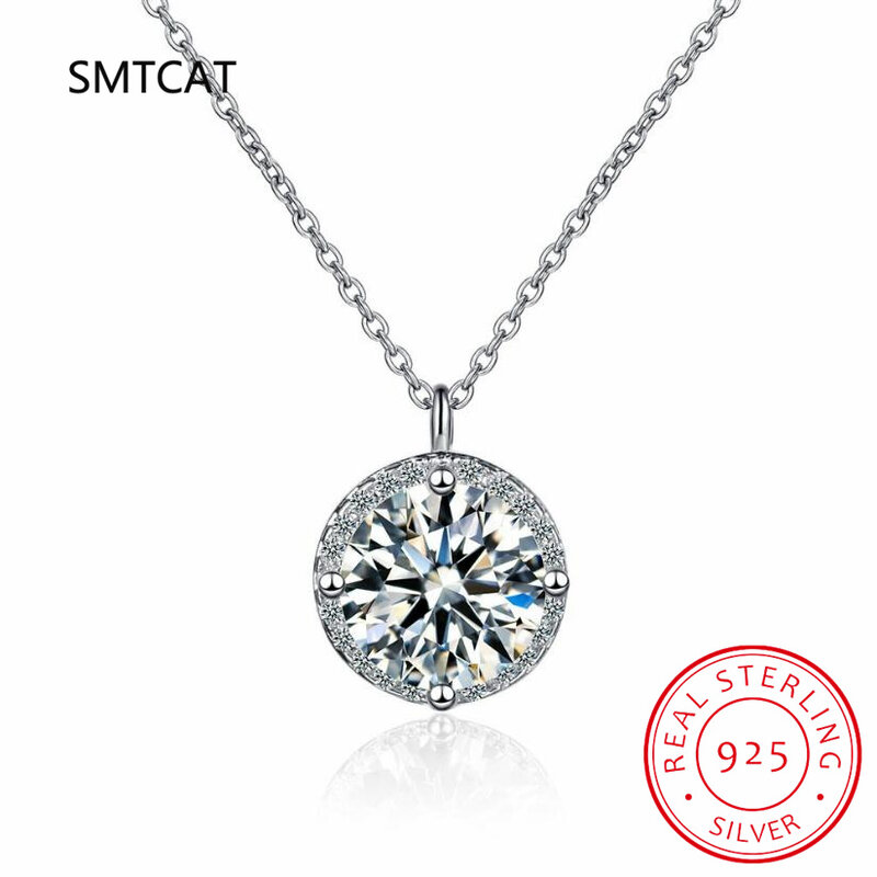 Real D Color 1 Carat Moissanite Pendant Necklace GRA Certificate for Women Wedding Bridal 100% S925 Sterling Silver Fine Jewelry