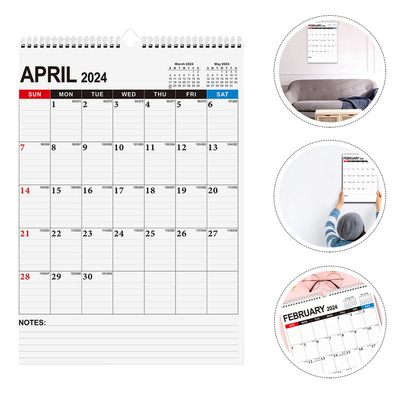 English Wall School 2024 calendario a spirale annuale Planner Sheet Memo Pad Agenda Schedule Organizer Check List Home Office