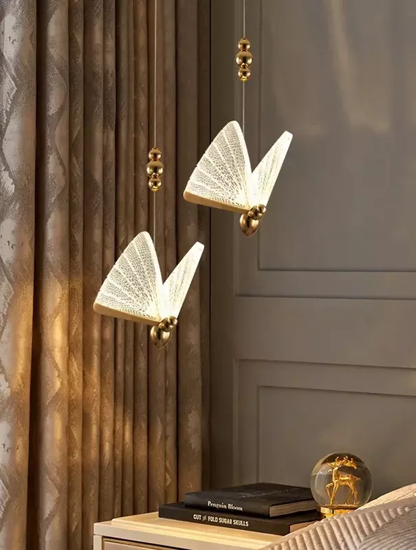 Luces colgantes Led de mariposa, lámpara colgante nórdica, iluminación interior para mesita de noche, sala de estar, comedor, cocina
